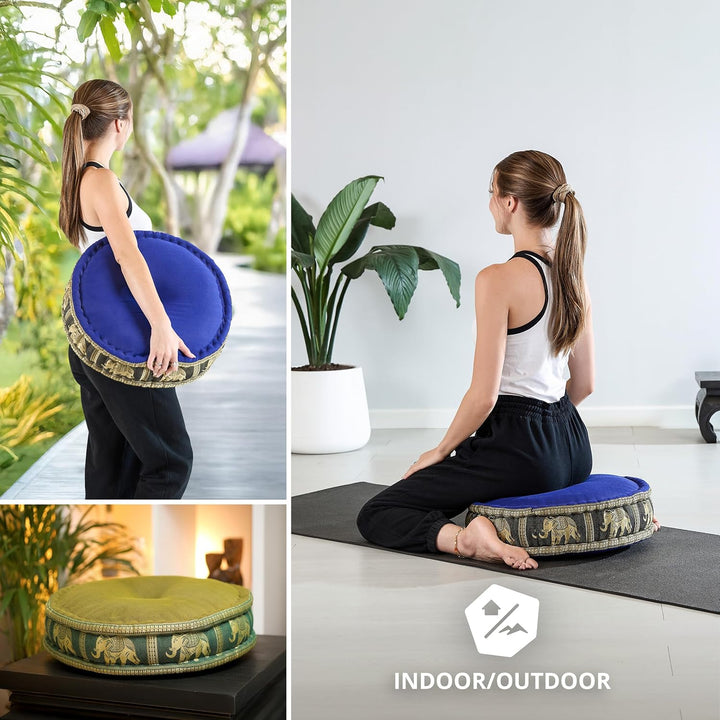 livasia Meditationskissen mit Thaiseide, Yogakissen mit Kapok, Pouf, Bodenkissen für Yoga und Zen Me