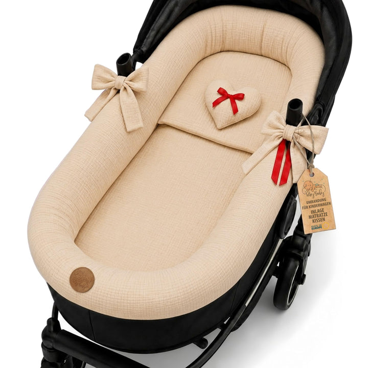 Stubenwagen Umrandung Musselin - Nestchen für Kinderwagen und Buggy Babybett Zubehör Babywanne und K