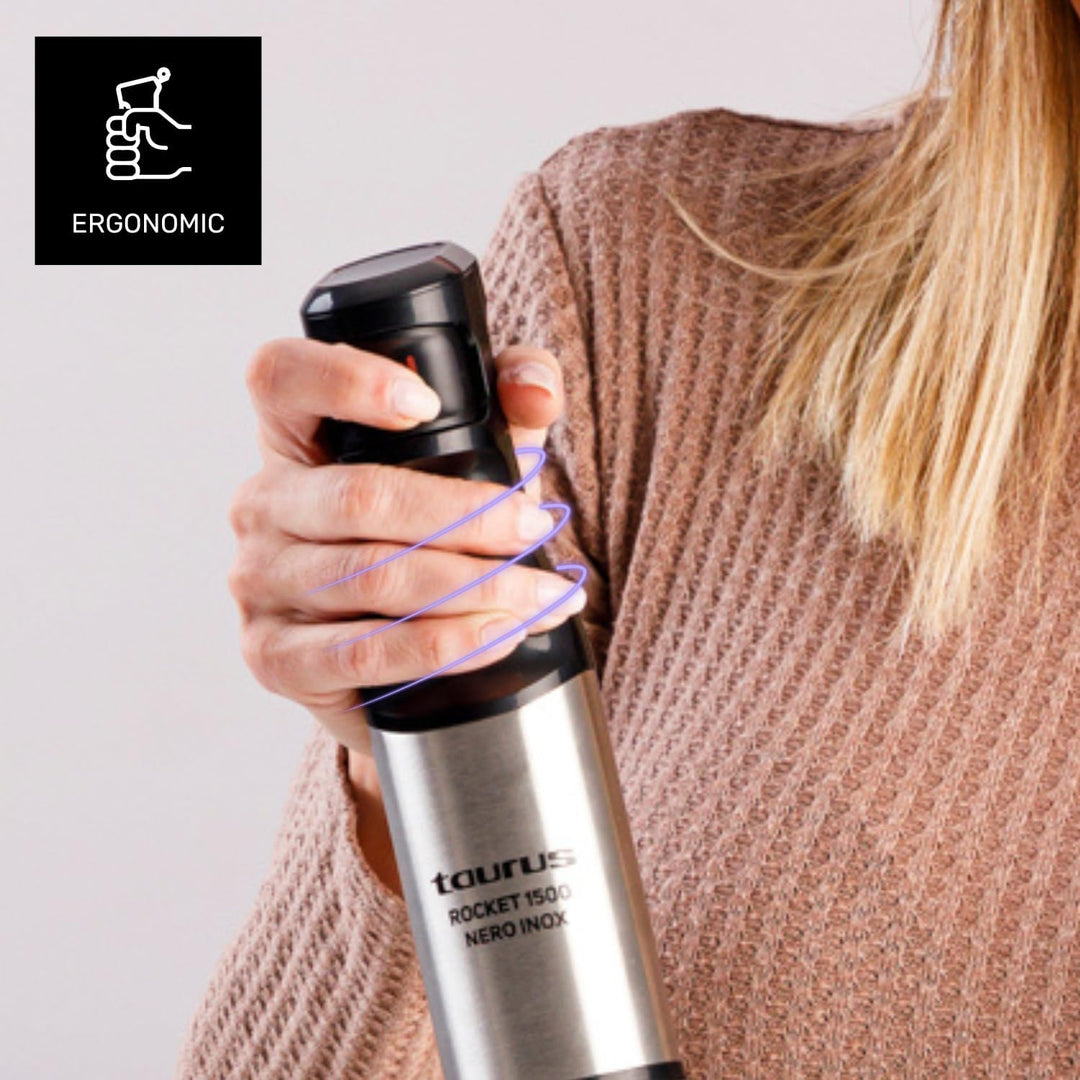 Taurus Rocket 1500 Nero Inox Stabmixer | 1500 W | Leistungsregler | ergonomisches Design | Stab und