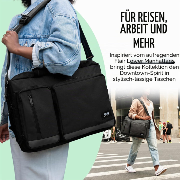 Solo New York Unisex-Erwachsene Duane Hybrid Aktentasche Schwarz, Schwarz