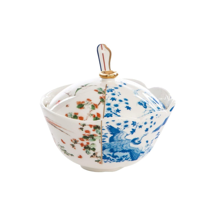 SELETTI Porzellan Zuckerdose Hybrid-Maurilia Ø 12 cm H.9 C/Löffel