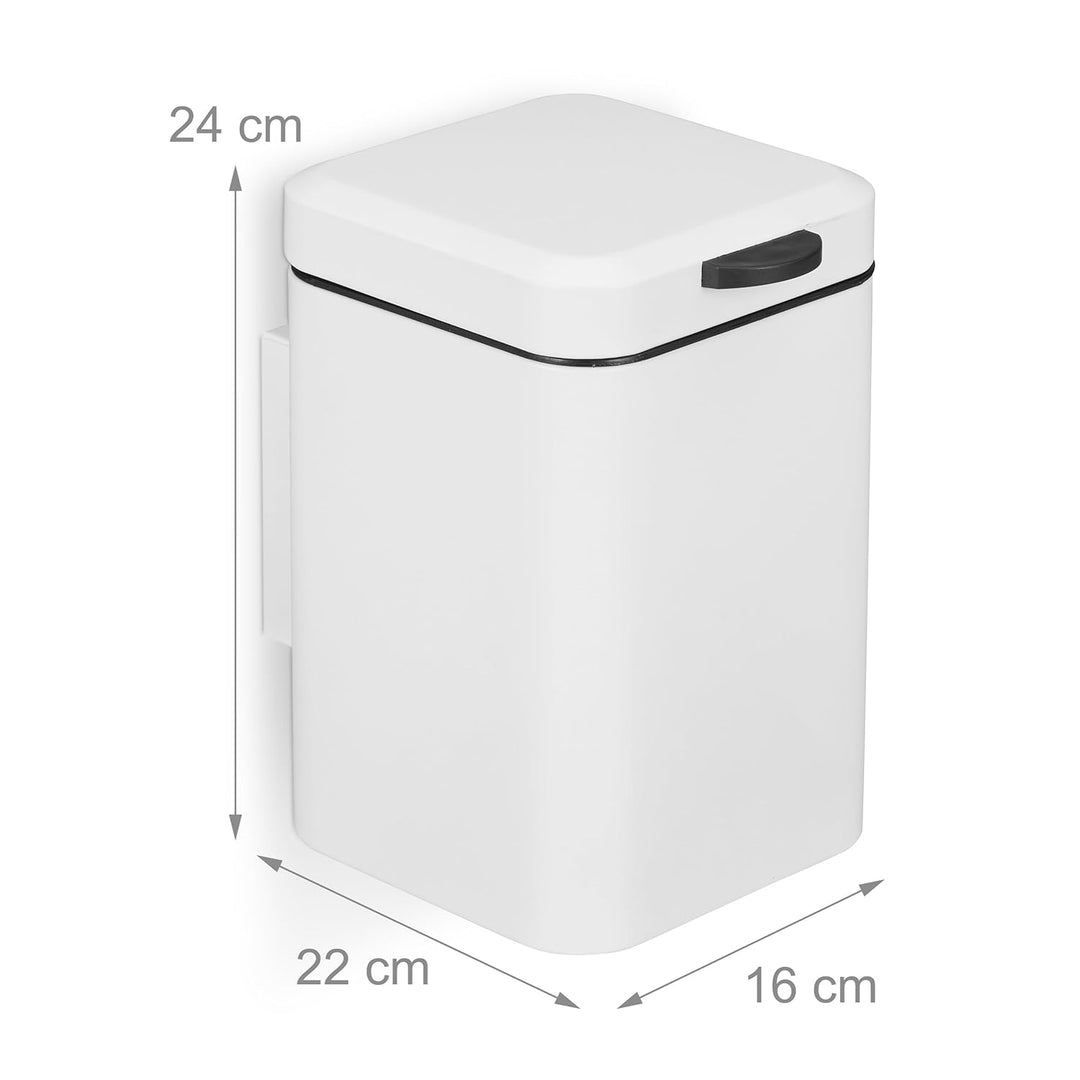 Relaxdays Kosmetikeimer Wandmontage, 3 l, Absenkautomatik, entnehmbarer Inneneimer, Bad Mülleimer, E