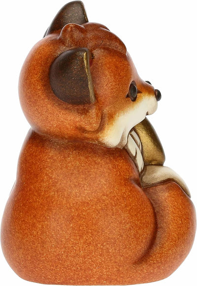 THUN, Handverziertes Gastgeschenk aus Keramik mit konischem Paar Fuchs und goldenem Herz, Symbol der