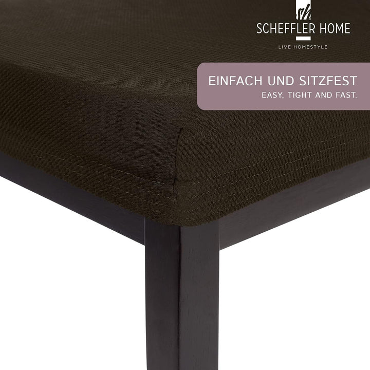 SCHEFFLER-Home Stuhlbezug Mia Braun/Stuhlüberzug 6er Set Chair Cover als Stuhlschoner/Stuhlhussen Br