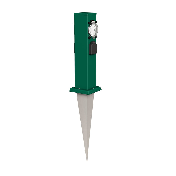 ledscom.de Garten-Steckdosen-Säule Polly mit Erdspiess für aussen, IP44, 3-Fach mit Timer/Zeitschalt