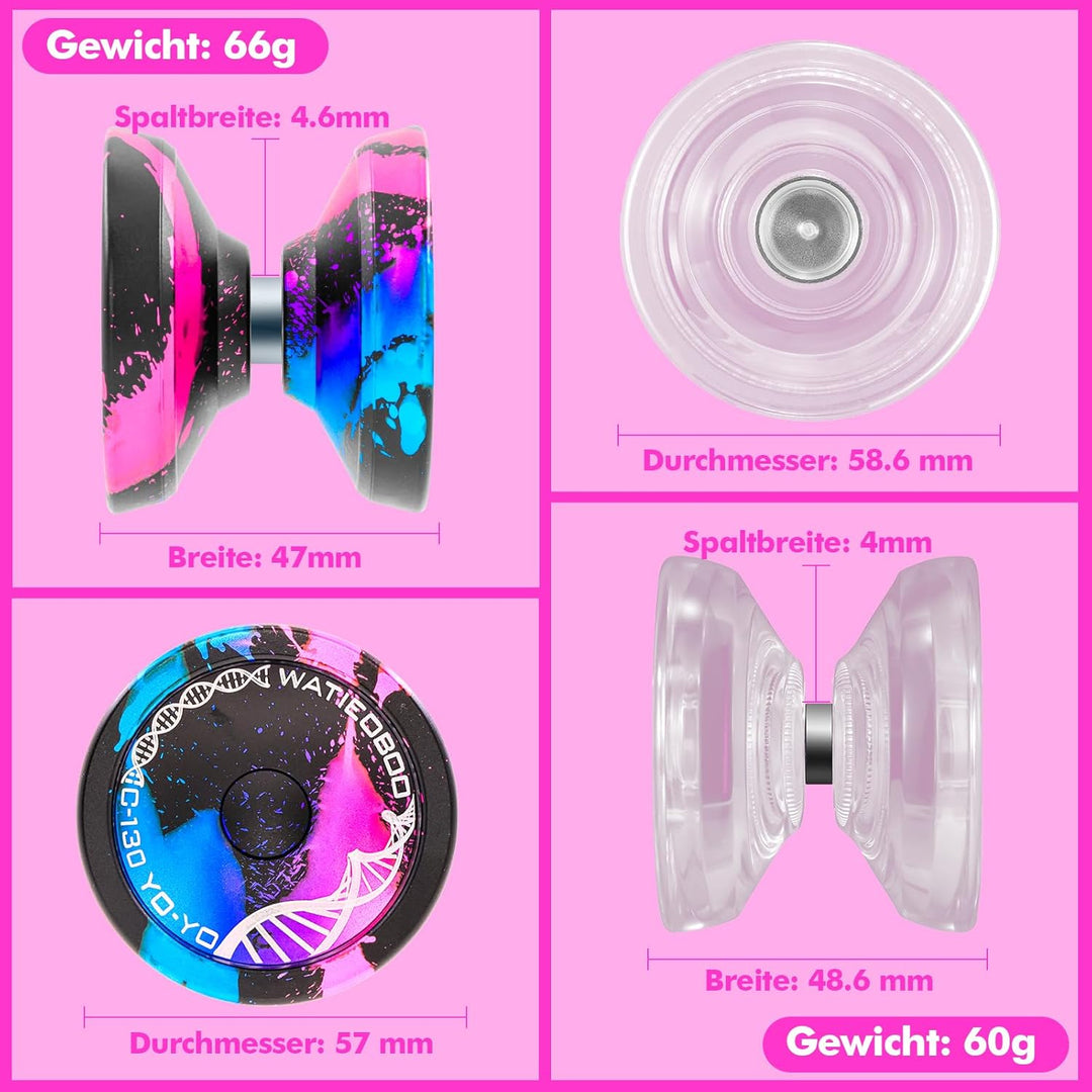 WATIEOBOO Dual-Purpose yoyo - C130 Professional Non-Rresponsive yoyos & P02 Responsive yo-yo, Alloy