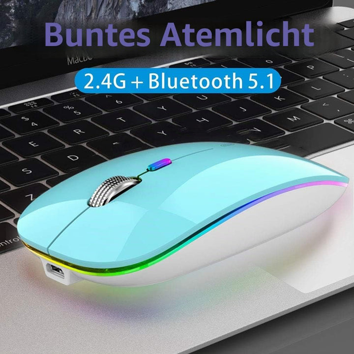 Uiosmuph Bluetooth Maus Kabellose, LED Funkmaus wiederaufladbar Leise Wireless Mouse 2.4GHz Kabellos
