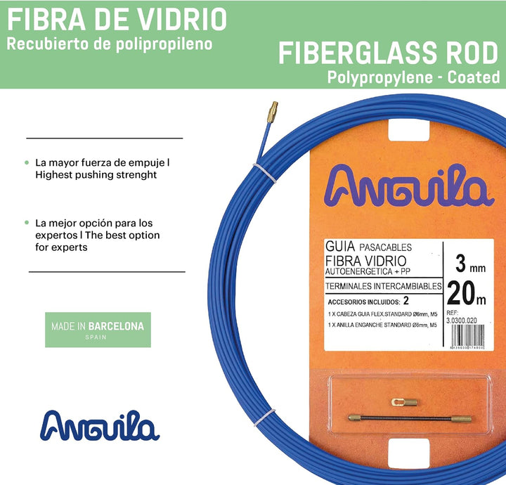 Anguila | Guía Pasacables | Fibra de Vidrio Reforzada + Propileno | Terminales Intercambiables | Col