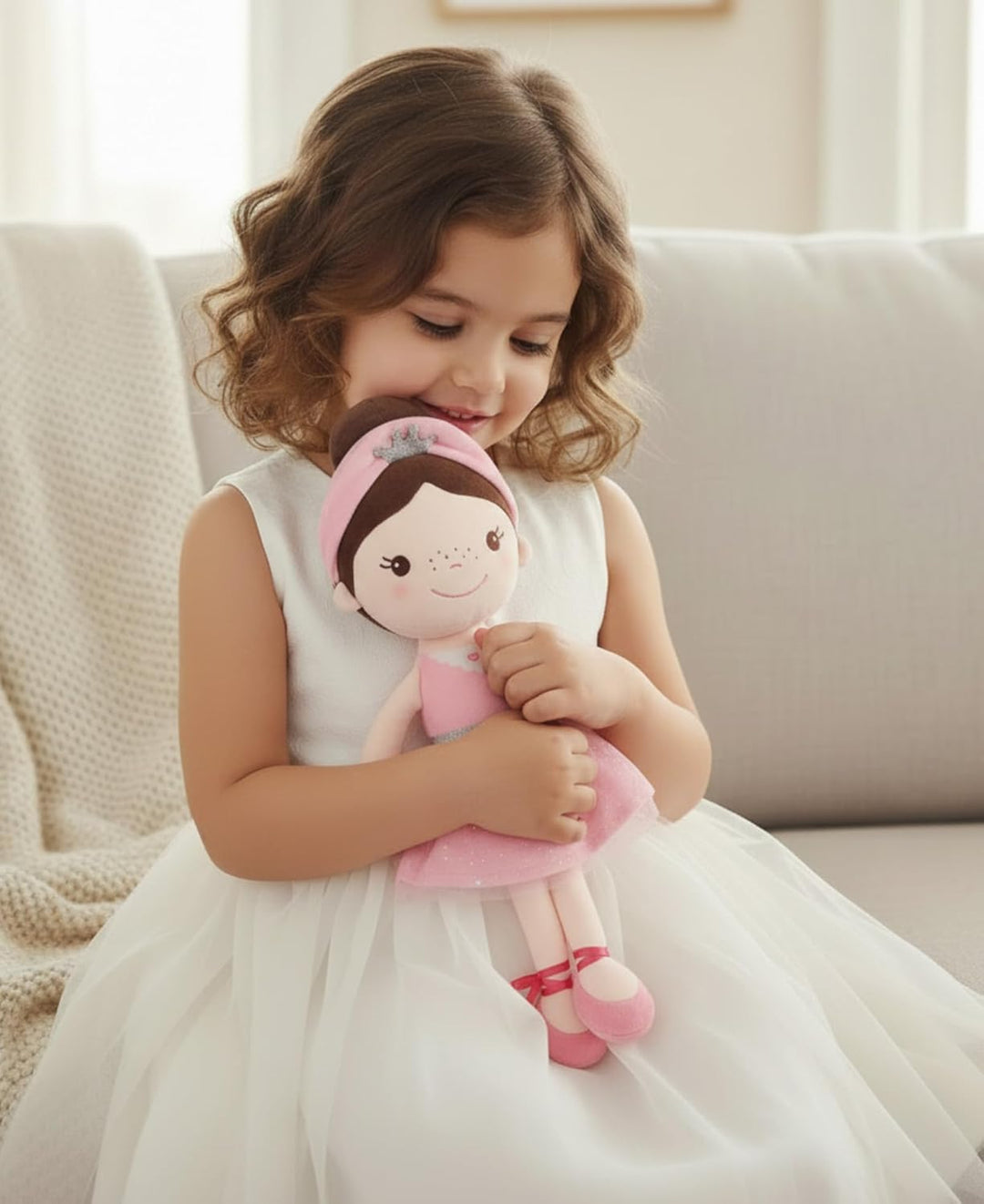 GAGAKU Weiche Stoffpuppe 40cm Schutzengel Puppen, Taufgeschenk für Baby Mädchen Kuscheltier Glücksbr