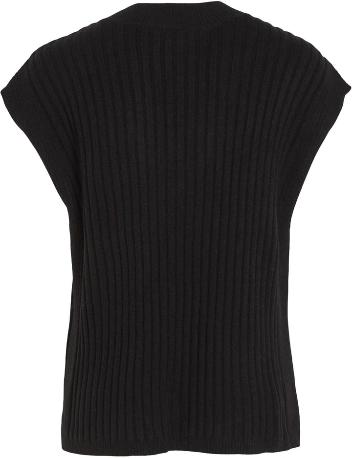 Vila Damen Vimalje V-Neck S/L Oversize Knit Vest Pullunder S Schwarz, S Schwarz