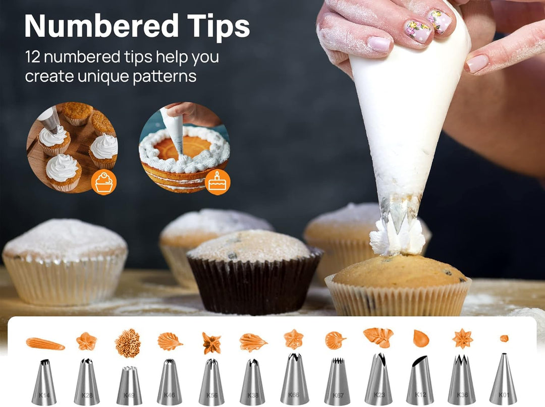 Comforty 71 Stücke Torten Zubehör, Torten Set, Cake Stand, Drehteller für Anfänger und Profis, 3