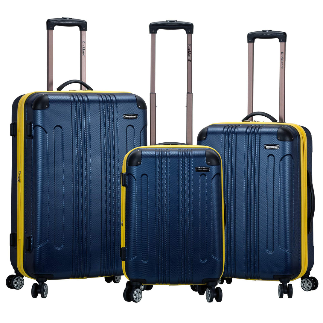 Rockland London Hartschalen-Koffer mit Drehrad, Navy (Blau) - F190-NAVY, 3-Piece Set (20/24/28) Einh