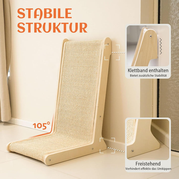 PETKARAY 105° Sisal Katzenkratzer, Sisal Kratzpad für Indoor Katzen, L Form Kätzchen Kratzbrett, Sta