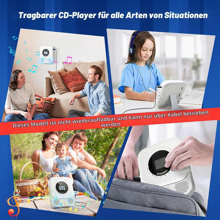 Arafuna Tragbarer CD-Player mit Bluetooth-Empfänger und Sender, tragbarer CD-Player mit HiFi-Lautspr