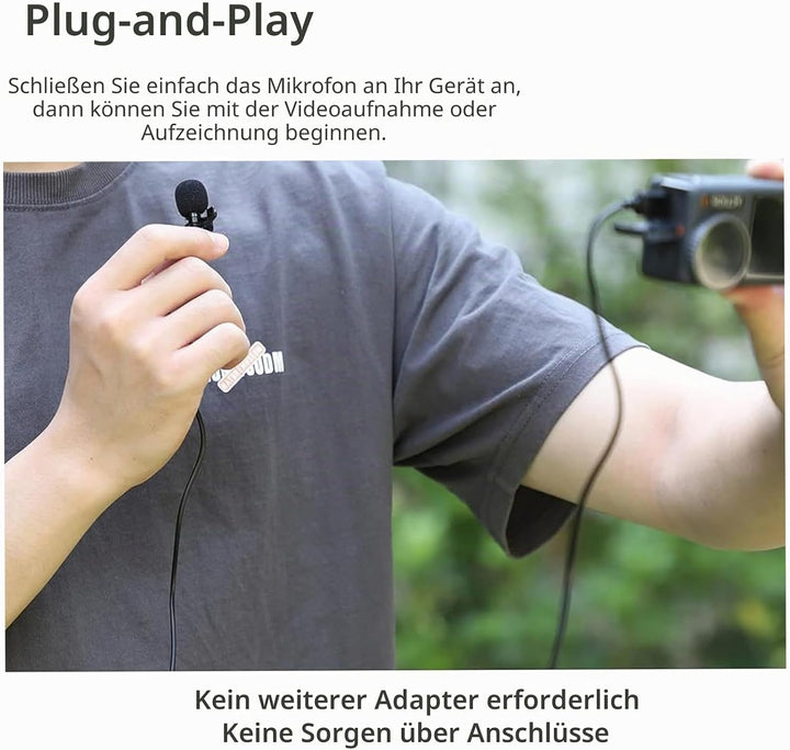 Lavalier-Mikrofon für Insta360 X5/Go Ultra für DJI Osmo 360/Pocket 3/Action 5 Pro/4/3/2 Kondensator,