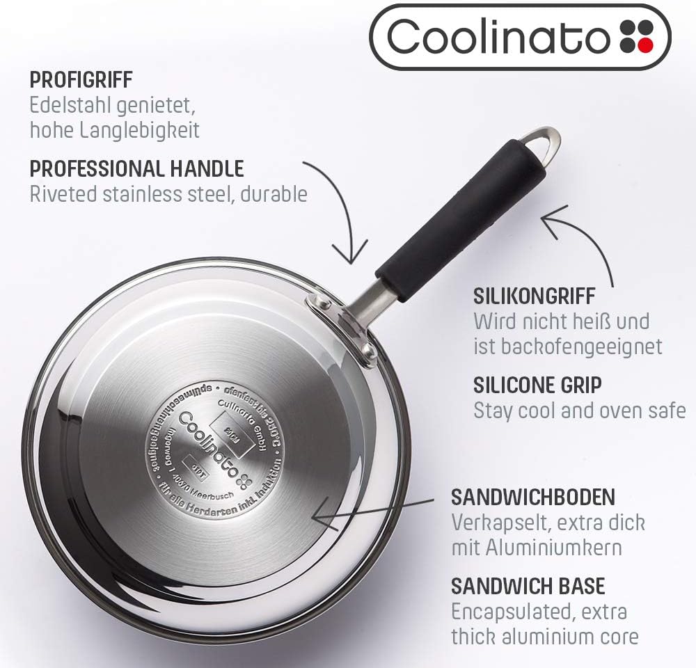 Coolinato Pfanne 20 cm beschichtet Edelstahl Bratpfanne für Gas Ceran Elektro Induktion & Backofen 2