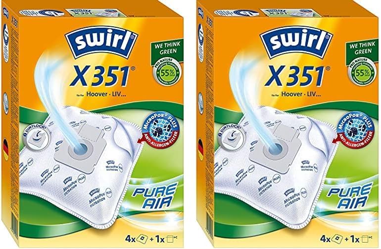 Swirl® X 351® EcoPor® Staubsaugerbeutel für Hoover, Rowenta, Severin, 4 Beutel (Packung mit 2) A 1 -