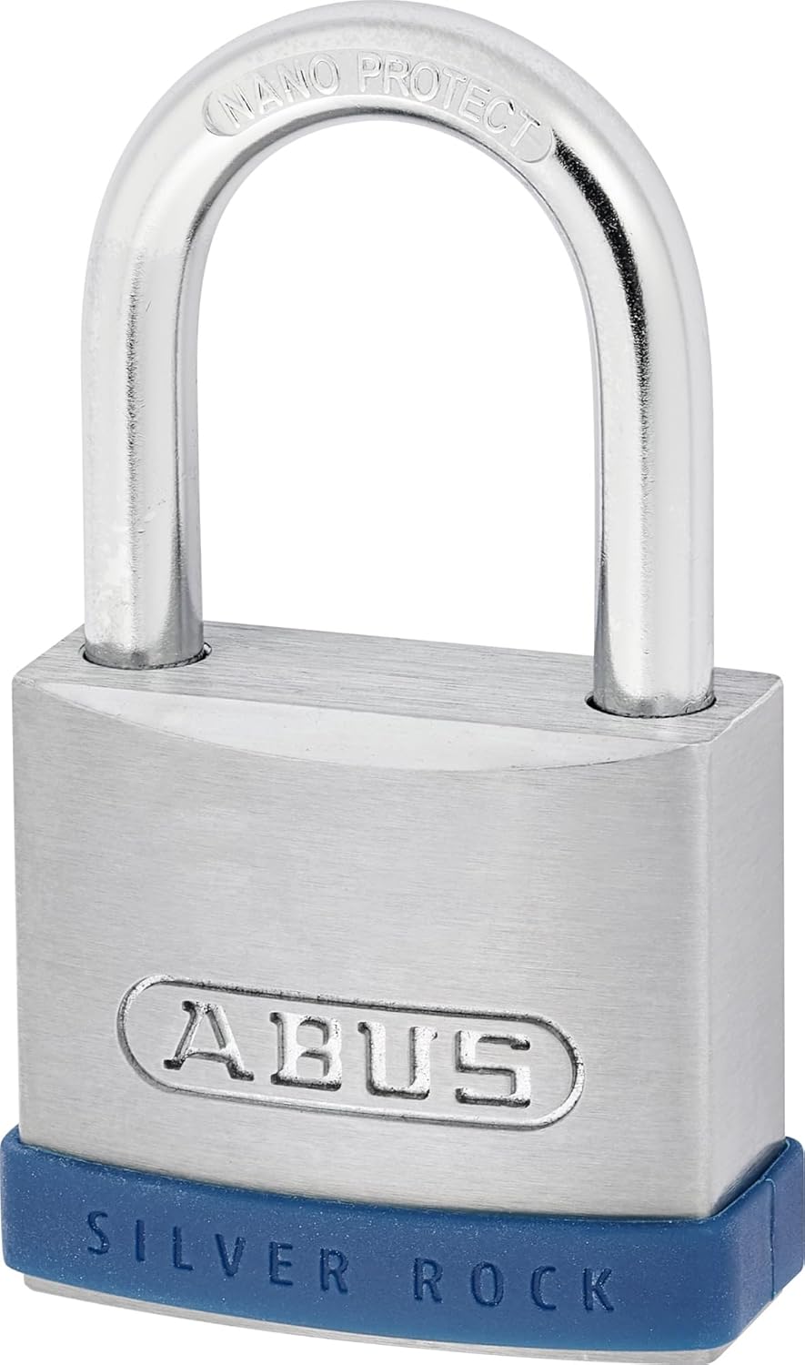 ABUS Vorhängeschloss Silver Rock 5/50 aus massivem Zink - 2er Set - mit Silikon Schutzrahmen - Kelle