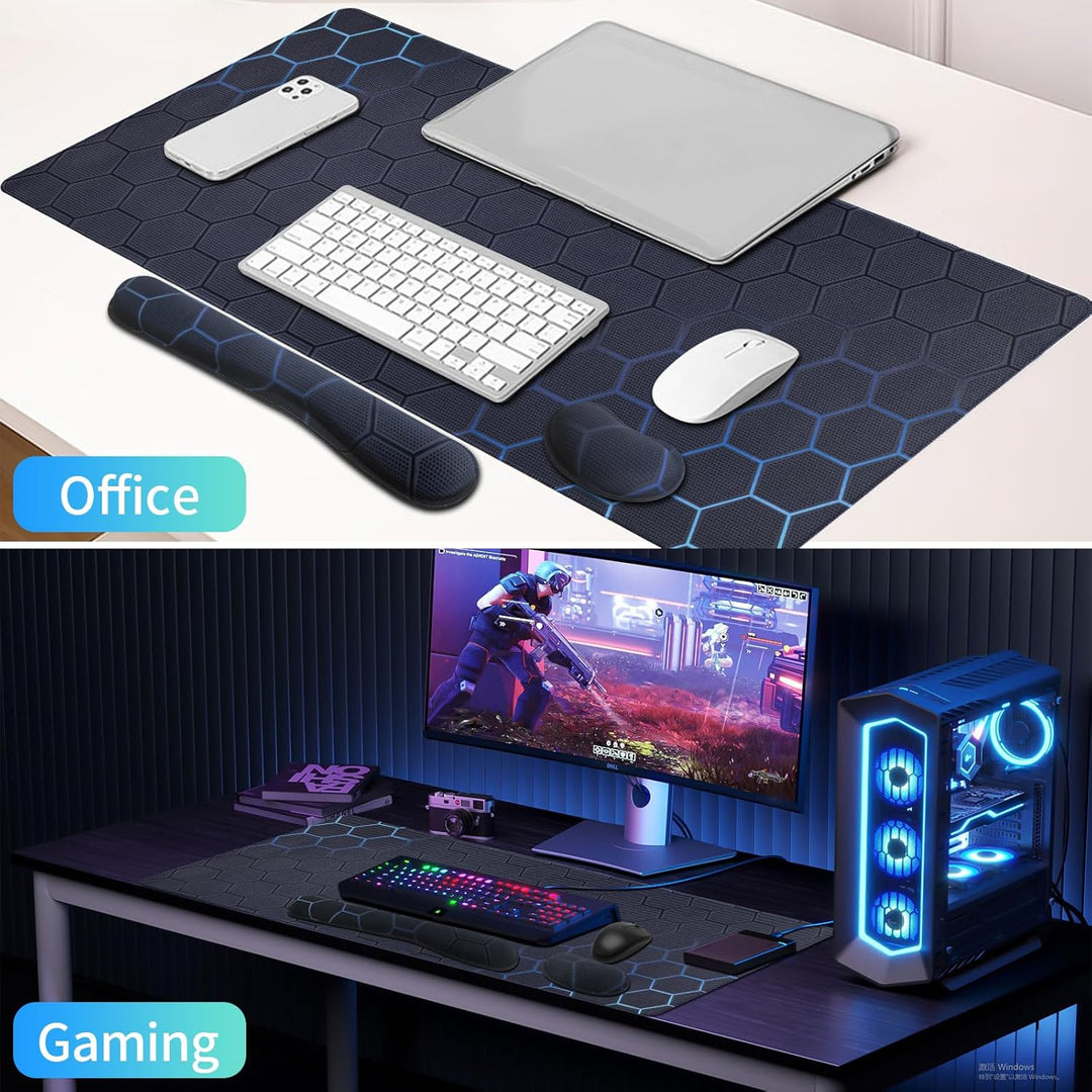 Niviy Gaming Mauspad 900x400mm mit Handauflage,Memory Foam Mousepad Ergonomisches Tastaturpad,Geomet