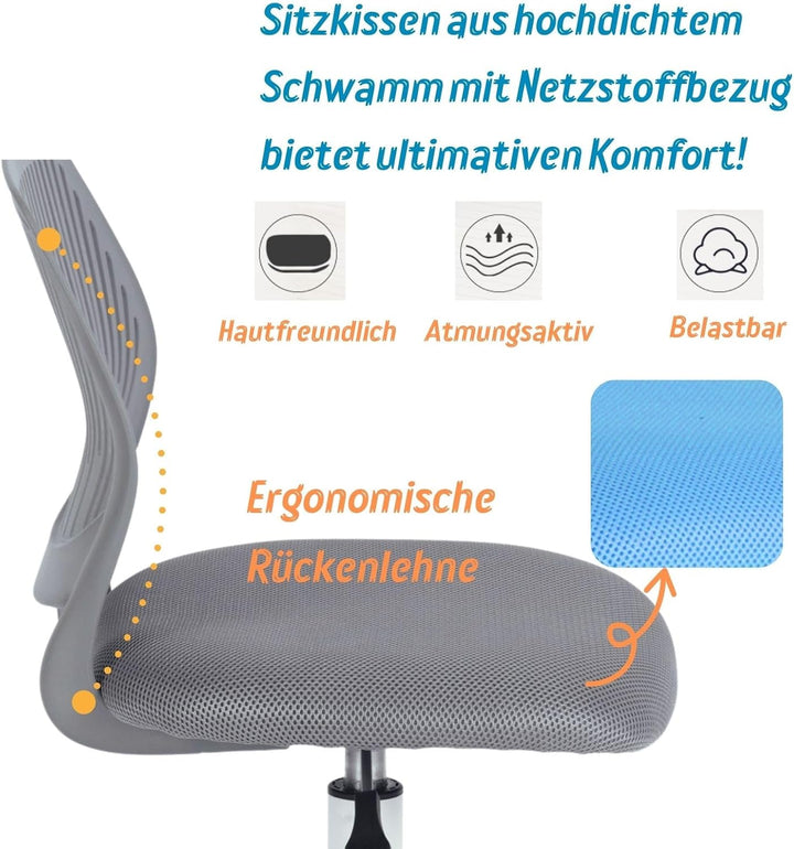 FurnitureR Bügelhocker ergonomisch, höhenverstellbar, ohne Armlehnen, Netzrückenlehne, Sitzfläche 38