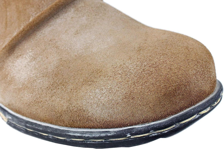 OSSTONE Herren Leder chukkastiefel Worker Biker Boots-Motorrad-Leder-Schuhe für reissverschluss Schn