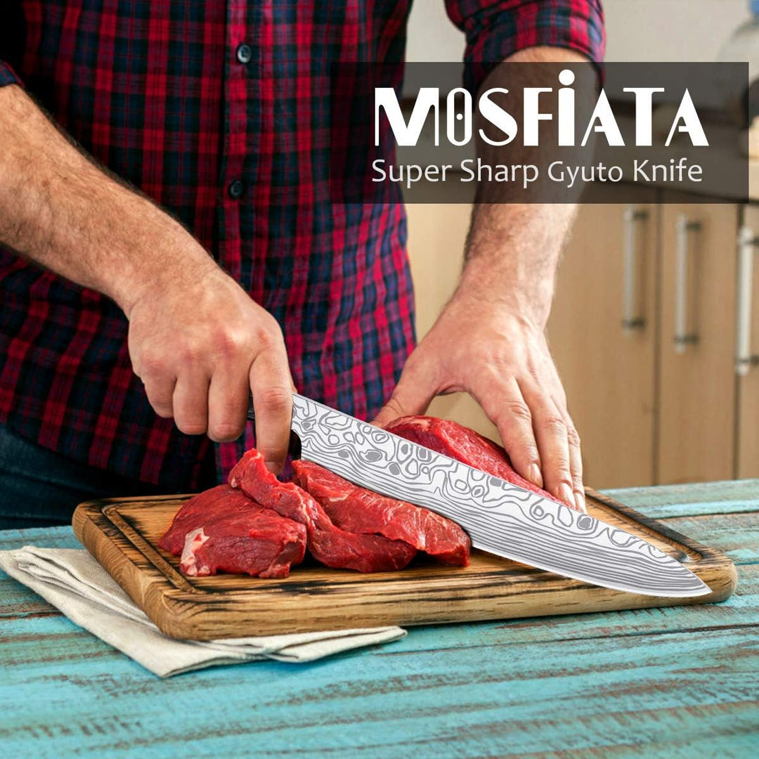 MOSFiATA Kochmesser Superscharfes Profi-Küchenmesser 10 Zoll Kuchen Messer Fleischmesser Deutscher E