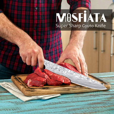 MOSFiATA Kochmesser Superscharfes Profi-Küchenmesser 10 Zoll Kuchen Messer Fleischmesser Deutscher E