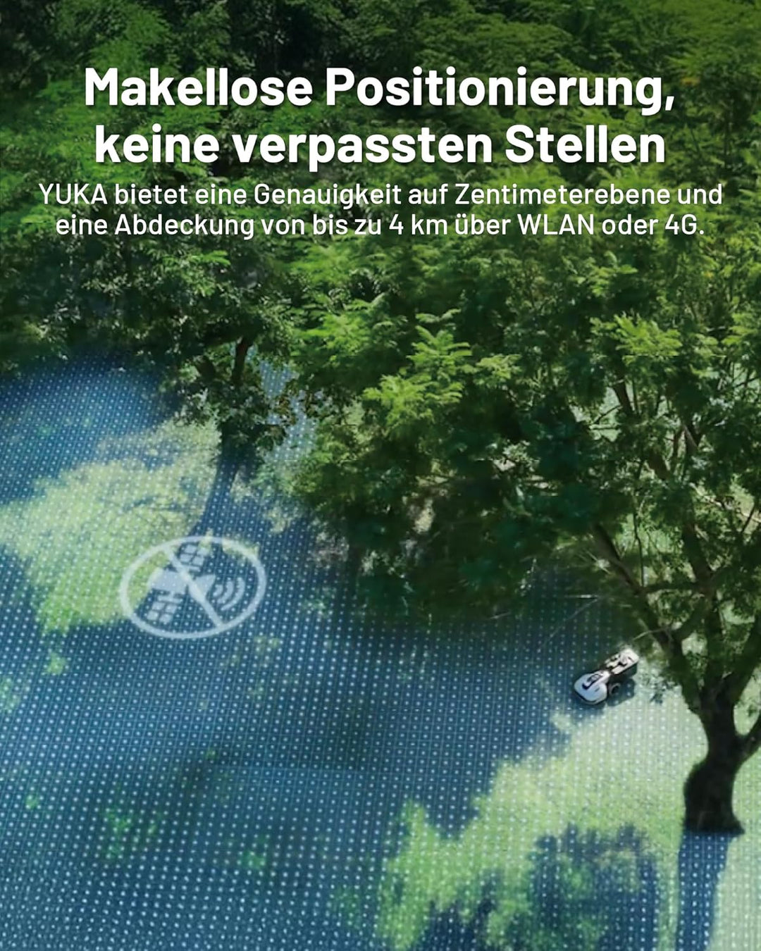 MAMMOTION YUKA 3000 Mähroboter ohne Begrenzungskabel, NetRTK+Vision, Keine RTK-Antenne erforderlich,