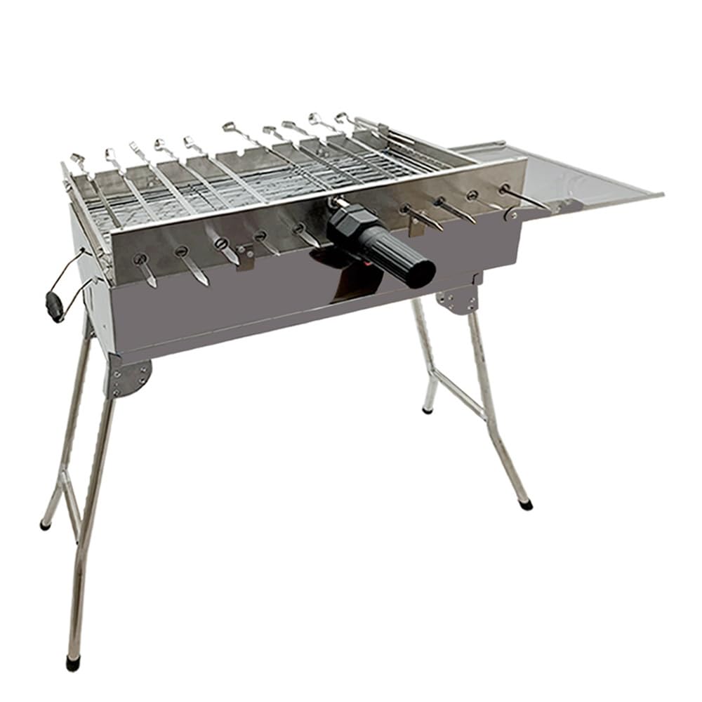 Mangal Set President Edelstahl mit Drehspiessregler für 11 Spiesse