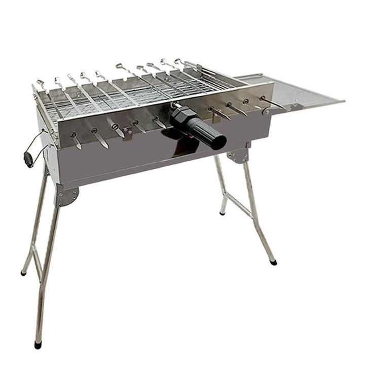 Mangal Set President Edelstahl mit Drehspiessregler für 11 Spiesse