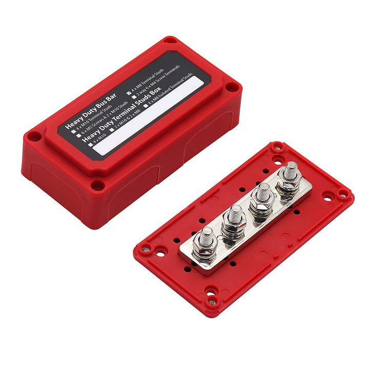 Offgridtec BusBar Box Rot 4 x M8 Anschlussbolzen inkl. Abdeckung und Befestigungsschrauben Busbar Bo