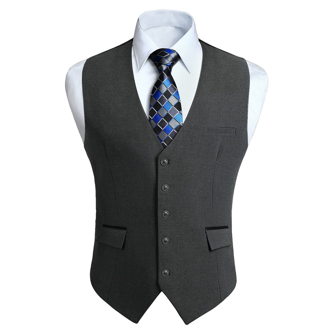 HISDERN Anzugweste für Herren Elegant Hochzeit Weste Klassische Einfarbig Casual Businessweste Forme