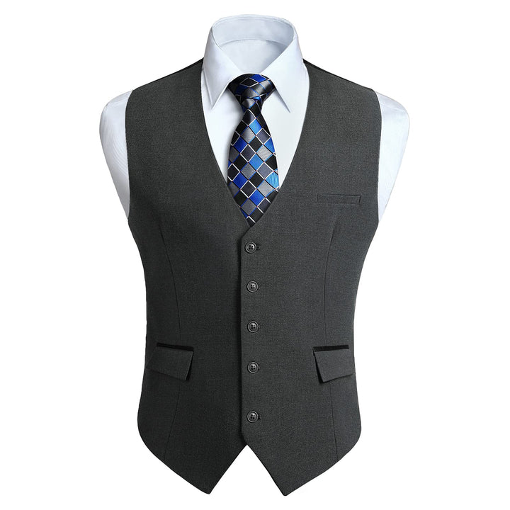 HISDERN Anzugweste für Herren Elegant Hochzeit Weste Klassische Einfarbig Casual Businessweste Forme