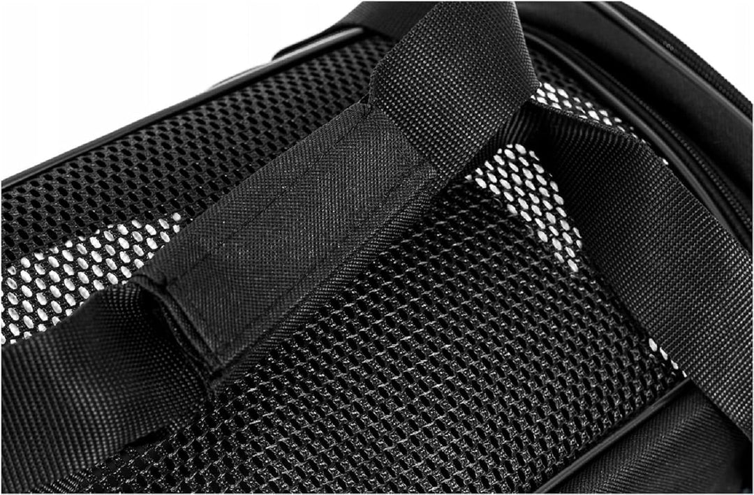 Tragetasche für Katzen Hunde Haustiere 52x25x34 cm bis 10 Kg Meshfenster Transparent (Schwarz), Schw