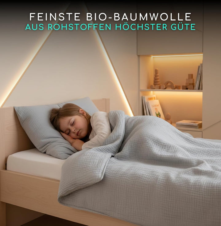 ALAVYA HOME® Kinderbettwäsche 100x135 2 teilig |Zertifiziert & für Allergiker geeignet | Mus