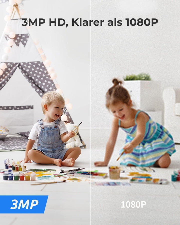 Reolink WLAN Überwachungskamera Innen, 2K 3MP Hund Haustier Kamera Babyphone, 355° Schwenk&50°Neigun