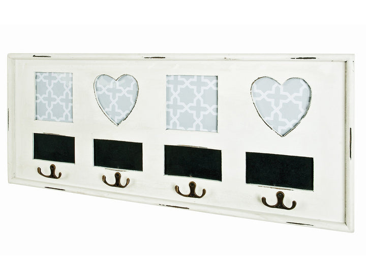 HAKU Möbel Wandgarderobe, Massivholz, antikweiss, B 63 x T 3 x H 26 cm 3 x 63 x 26 cm, 3 x 63 x 26 c
