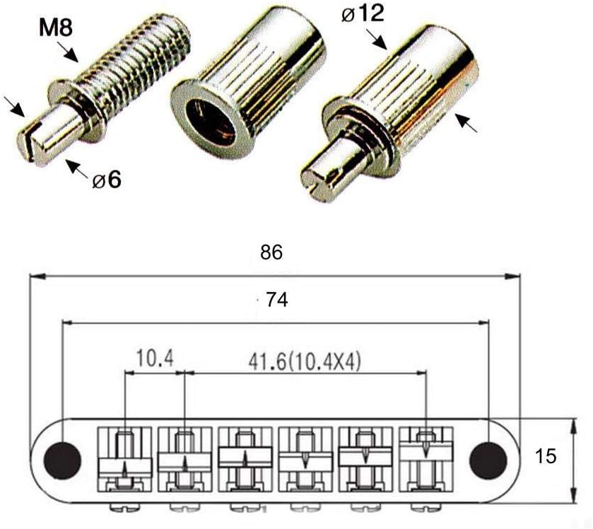 KAISH Tune-o-Matic Piezo Guitar Bridge Pickup LP Piezo Guitar Bridge Pickup für Les Paul Schwarz, sc