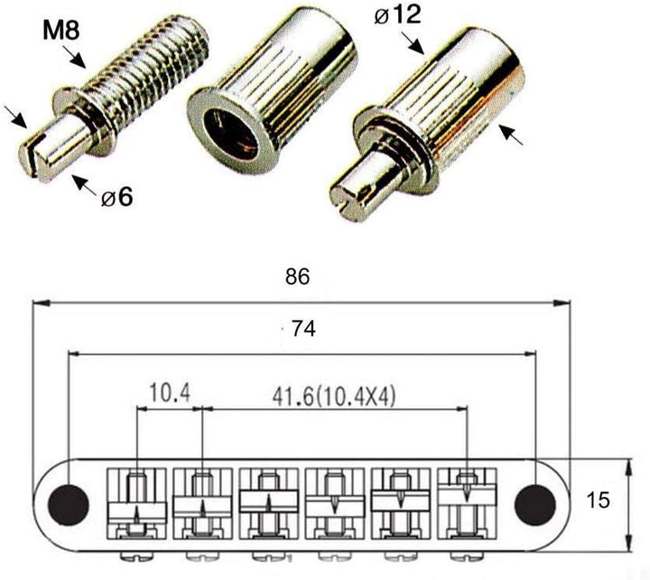 KAISH Tune-o-Matic Piezo Guitar Bridge Pickup LP Piezo Guitar Bridge Pickup für Les Paul Schwarz, sc