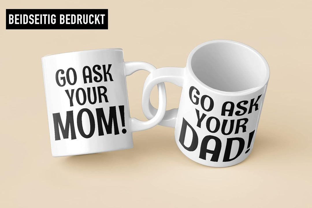 Trendation - Geschenk für Mama und Papa Vater und Mutter Tassen Set Lustiger Spruch Geschenkidee Wei