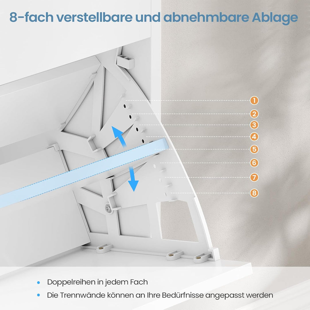 Brinlawb Schuhschrank mit Integrierter Geruchsentferner, Weiss Schuhkipper mit 2 Klappen, Schuhkommo