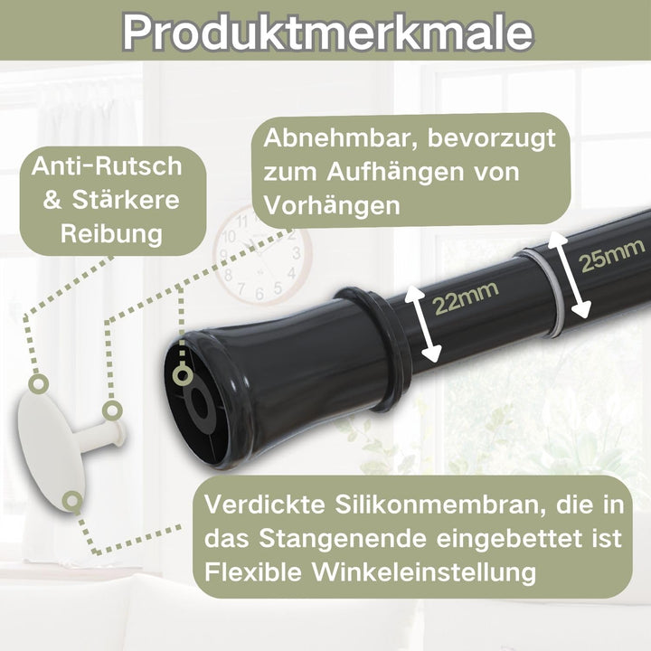 Vorhangstange ohne Bohren Verstellbare Teleskopstange Gardinenstange belastbare Klemmstange zum Ausz
