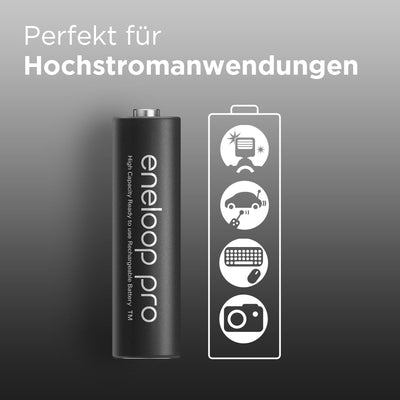 eneloop pro, AAA/Micro NI-MH Akku, 4er-Pack, Kapazität mit min. 930 mAh, Ready-to-Use NI-MH Akkus, b