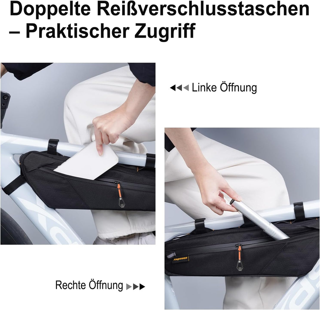 Fahrrad Rahmentasche 2,5 Liter Wasserdicht IPX6– Schmale Dreieckform mit Lackschutz für Gravelbike,