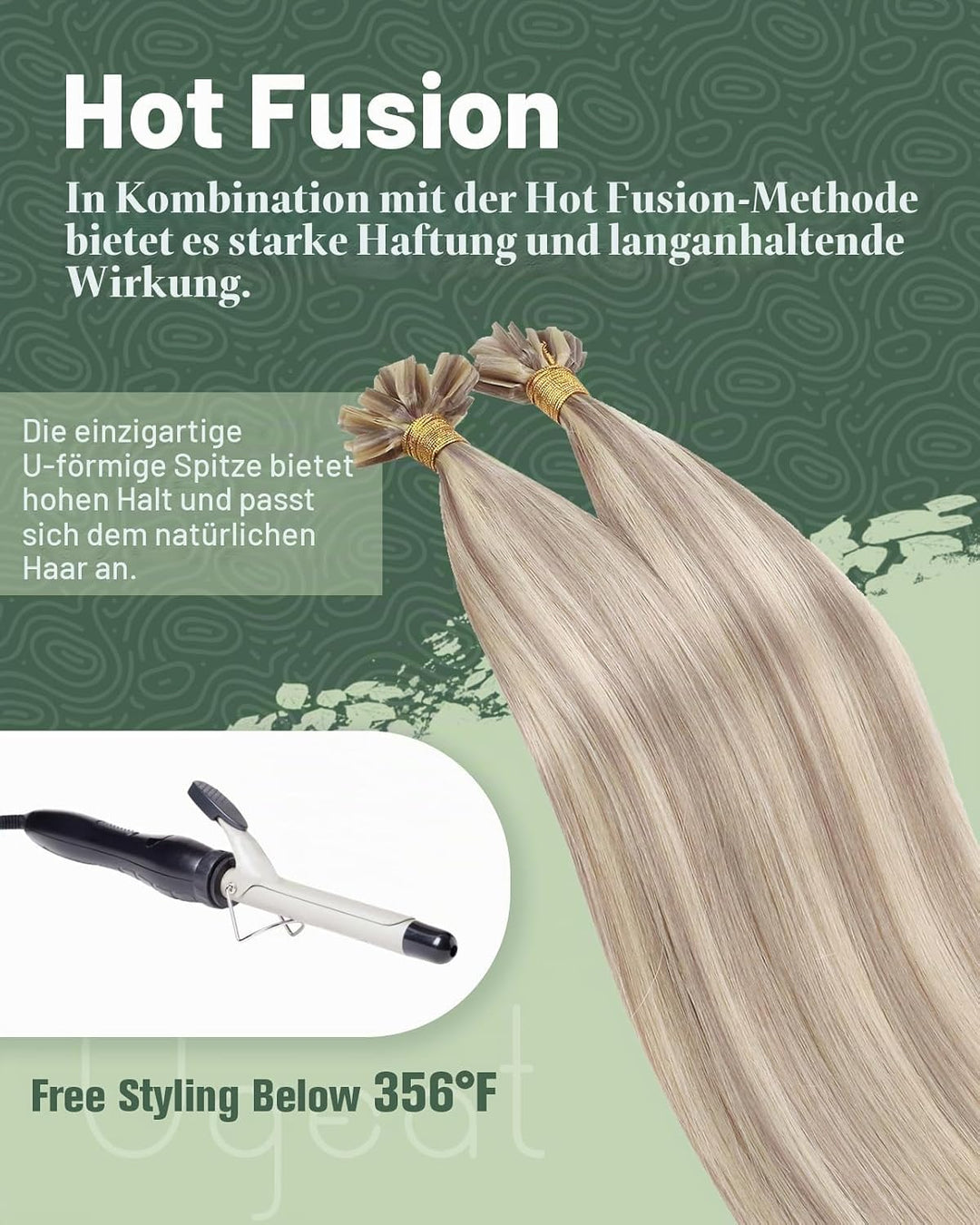 Ugeat U Tip Extensions Keratin Haarverlängerung 50cm P18/613 Aschblond mit Gebleichtes Blond Gesträh