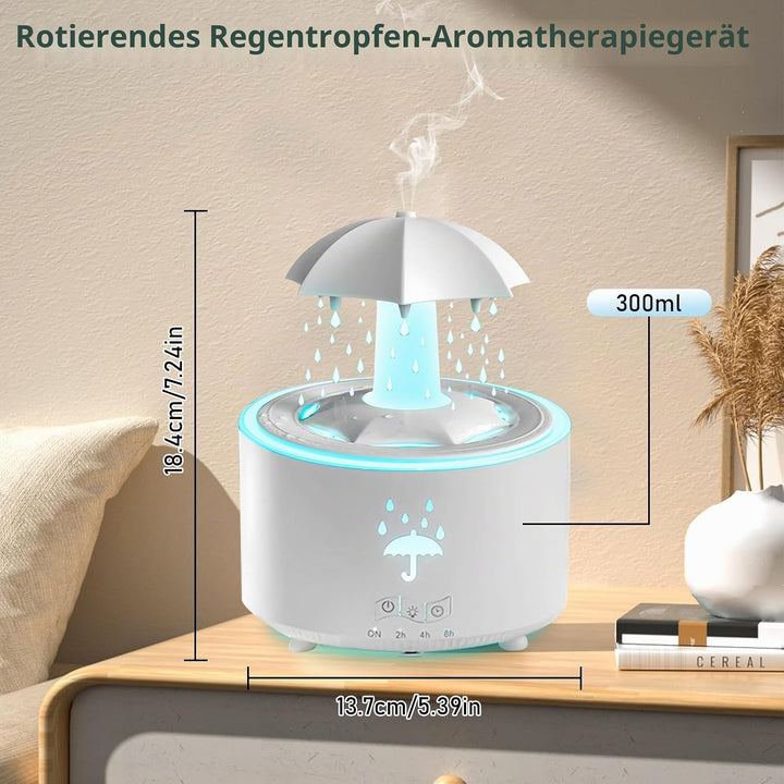 Regenschirm Luftbefeuchter, 300ml Rotierender Luftbefeuchter mit Fernbedienung 7-Farben LED Luftbefe
