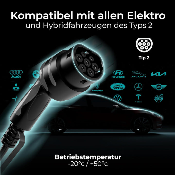 Masterplug EV Wandladegerät für Elektro- und Einstecken-Hybridfahrzeuge vom Typ 2, mit 5m Langem Kab