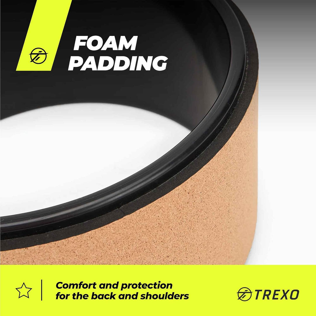 TREXO Yoga Rad Naturkork mit einem Durchmesser von 32 cm und einer Breite von 13 cm in Braun aus 100