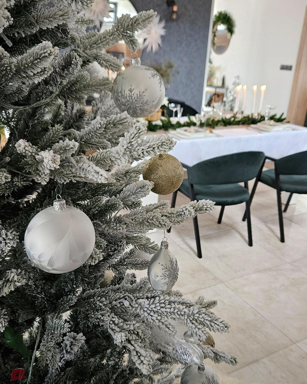 Künstlicher Weihnachtsbaum grün/weiss 180 cm mit Kunstschnee bedeckt Brisco