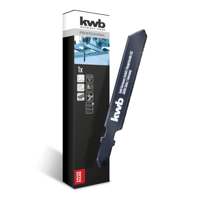 kwb Stichsägeblätter für Fliesen und Keramik aus flexiblem, schwarz lackiertem HCS-Stahl, diamantbes